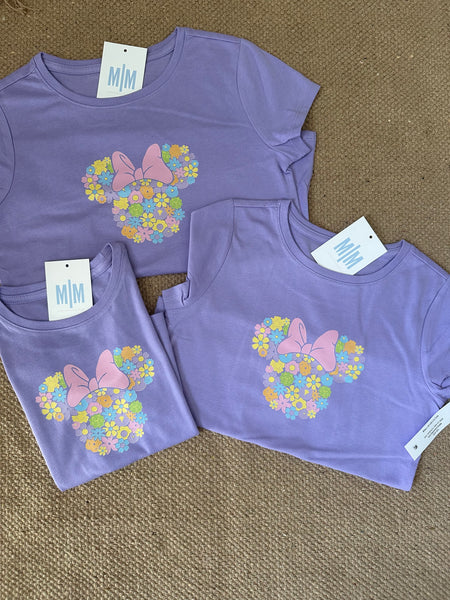 Floral Girl Mouse Tee-purple