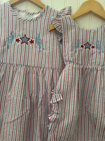 Red White and Blue Seersucker Ruffle Sunsuit