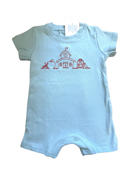 Back to School Light Blue Romper
