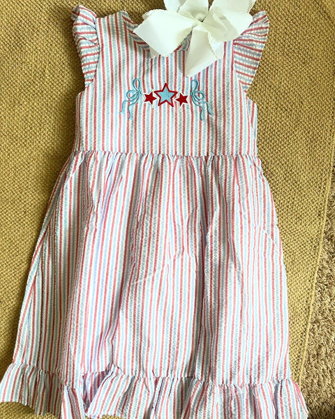 Red White and Blue Seersucker Dress